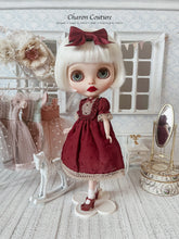 Load image into Gallery viewer, Burgundy Puffed-sleeve Dress