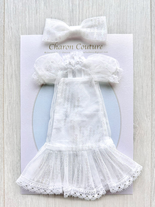 White Puffed-sleeve Tulle Dress