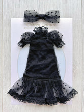 Load image into Gallery viewer, Black Puffed-sleeve Tulle Dress