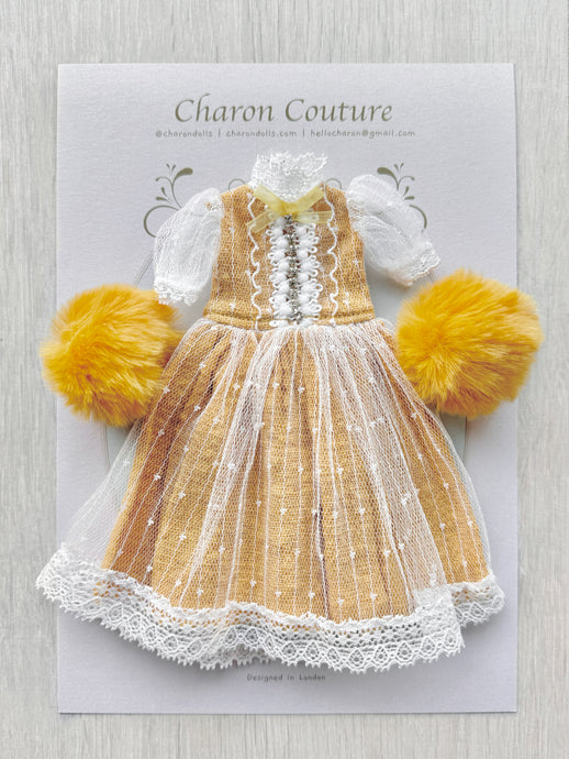 Mustard Linen & Tulle Dress Set